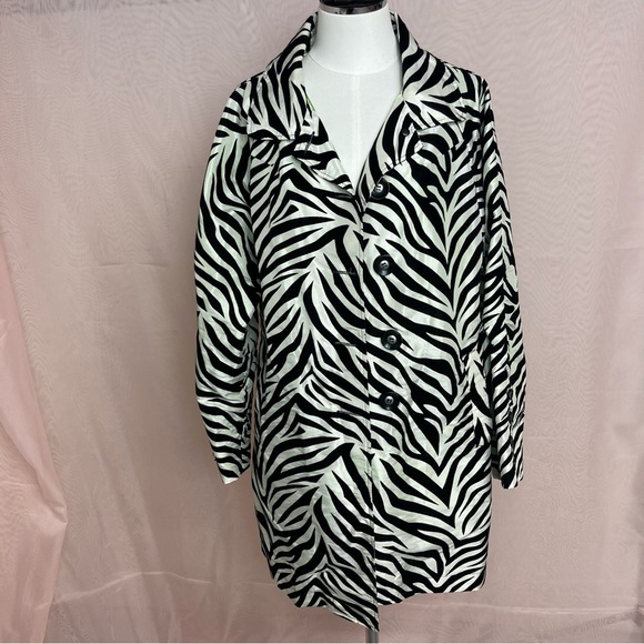 UBU flocked zebra print button down jacket - Picture 1 of 11